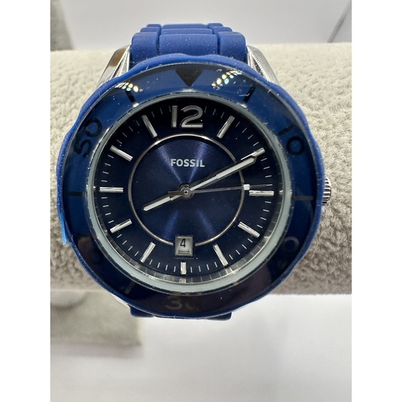 Fossil es-2934 Womens Watch‎ Blue Silicone Band 30MM 7.5\